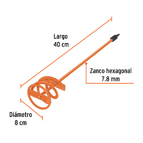 MEZCLADOR DE PINTURA ACERO LARGO 40cm DIAMETRO 3” TRUPER