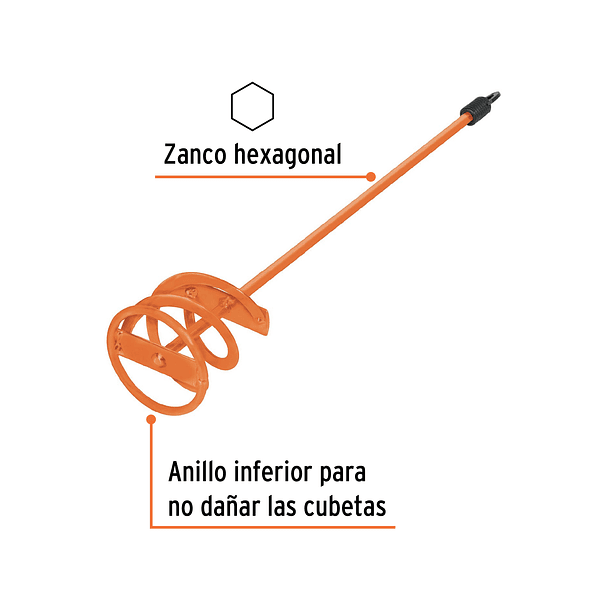 MEZCLADOR DE PINTURA ACERO LARGO 40cm DIAMETRO 3” TRUPER 2