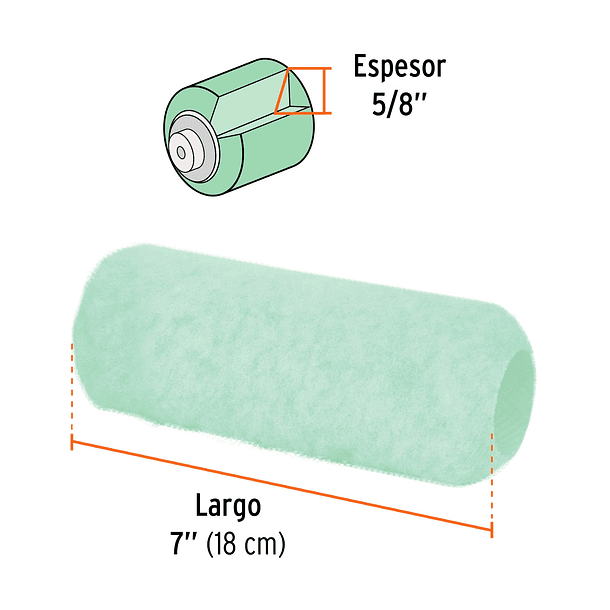 REPUESTO FELPA 5/8” PARA RODILLOS 7” 18cm TRUPER 1