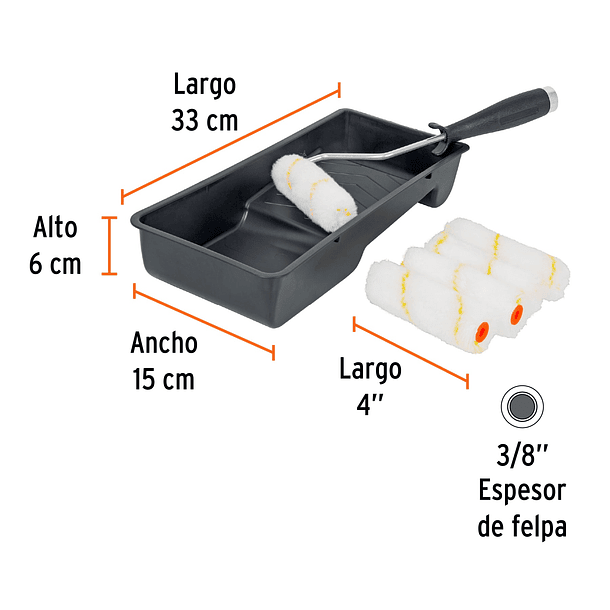 KIT PARA PINTO MINI RODILLO 7 PIEZAS 3/8” TRUPER 1
