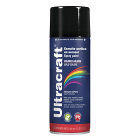 PINTURA EN AEROSOL SPRAY 400ml NEGRO BRILLANTE ULTRACRAFT