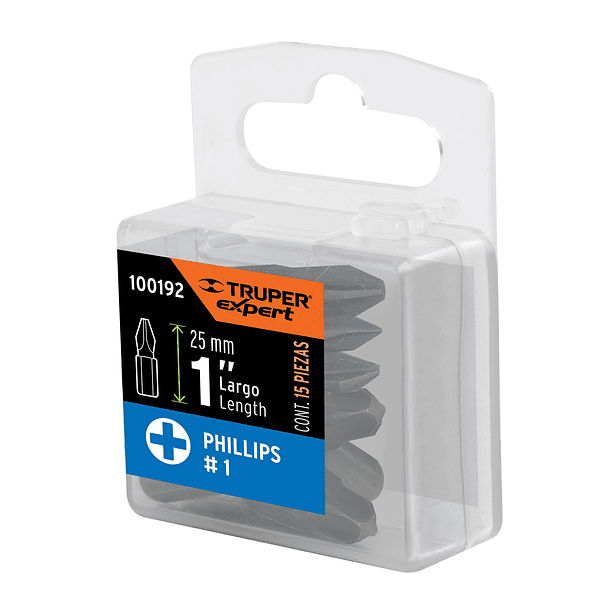ESTUCHE 15 PUNTA DE CRUZ PH1 LARGO 1” 25mm TRUPER 3