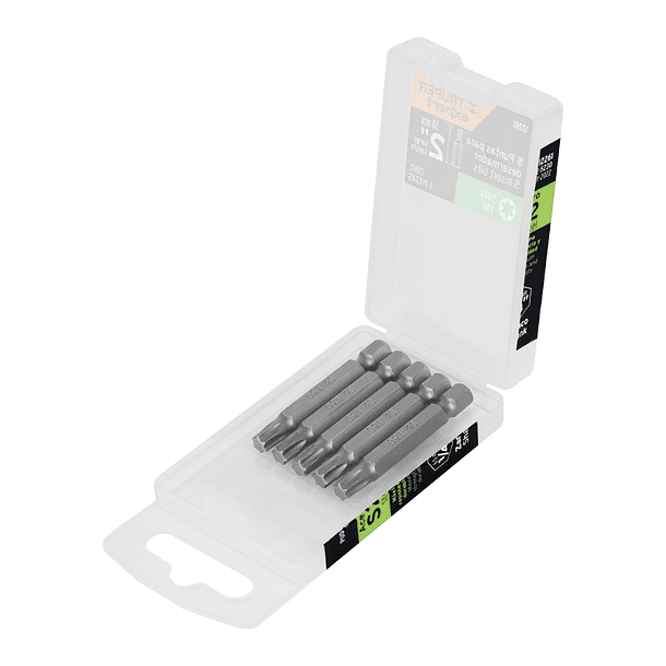 ESTUCHE 5 PUNTAS TORX LARGO 2” 50mm PUNTA T30 TRUPER 1