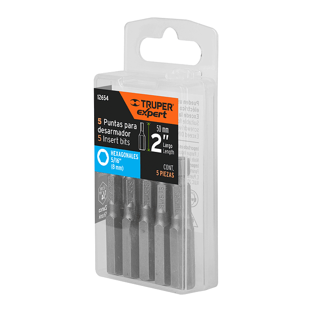 ESTUCHE 5 PUNTAS HEXAGONAL LARGO 2” 50mm PUNTA 5/16” TRUPER 3