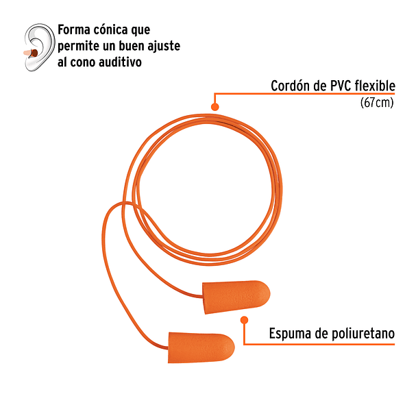 PROTECTOR AUDITIVO DE ESPUMA DESECHABLE 32 DB TRUPER 2