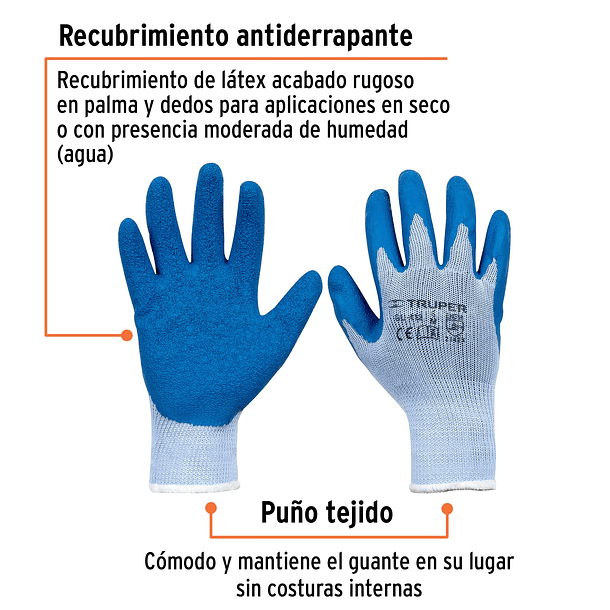 GUANTES TEXTIL RECUBRIMIENTO LATEX TALLA M TRUPER 2
