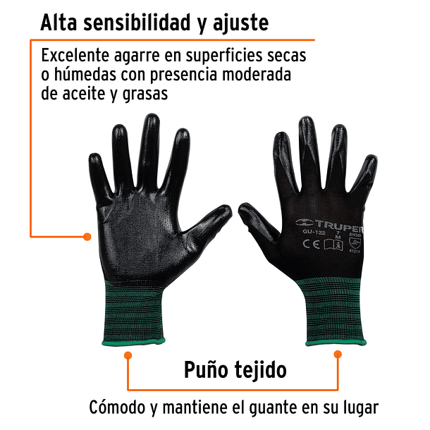 GUANTES TEXTIL RECUBRIMIENTO NITRILO TALLA M TRUPER 2