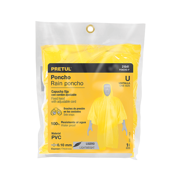 CAPA O PONCHO DELGADO 0.10mm AMARILLO TALLA ESTANDAR PRETUL 3