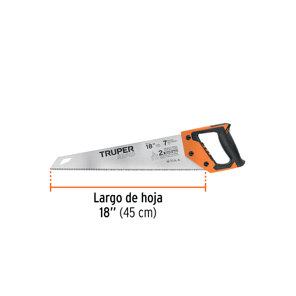 SERRUCHO MANGO COMFORT GRIP LARGO 18” 45cm TRUPER 1