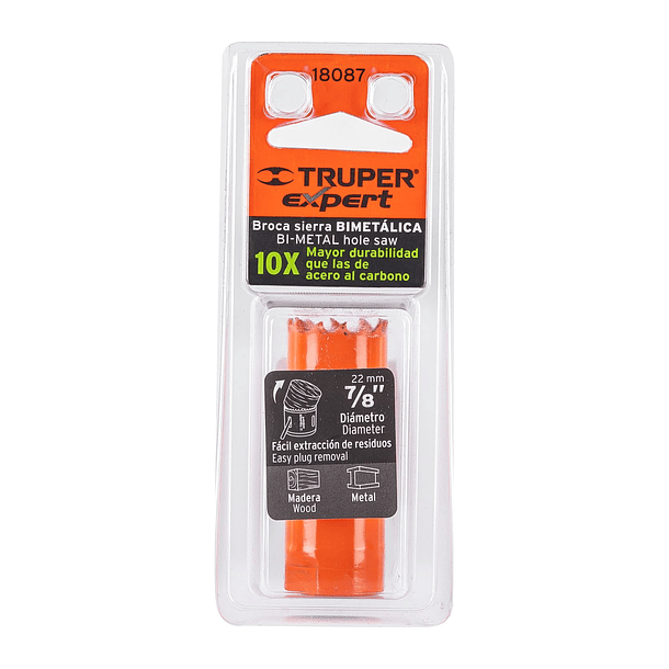 SIERRA COPA BIMETALICA GUIA 3/8” DIAMETRO 7/8” TRUPER 4