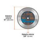 DISCO SIERRA PARA ALUMINIO DIAMETRO 10” 100 DIENTES TRUPER 1