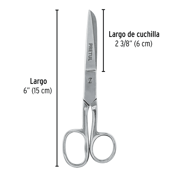 TIJERA PARA COSTURA OJO GRANDE 6” 15cm PRETUL 1