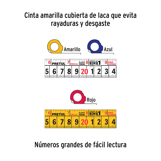 WINCHA EN DISPLAY BOX 6 PIEZAS 8 METROS 25mm PRETUL 2