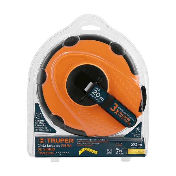 WINCHA DE FIBRA DE VIDRIO CARCASA PLASTICA 20 METROS TRUPER 4