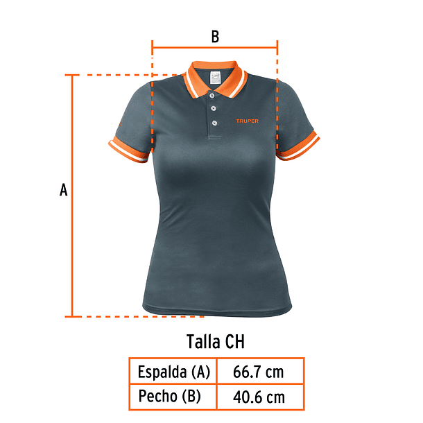 POLO POLIESTER PARA DAMA COLOR GRIS TALLA CH TRUPER 1