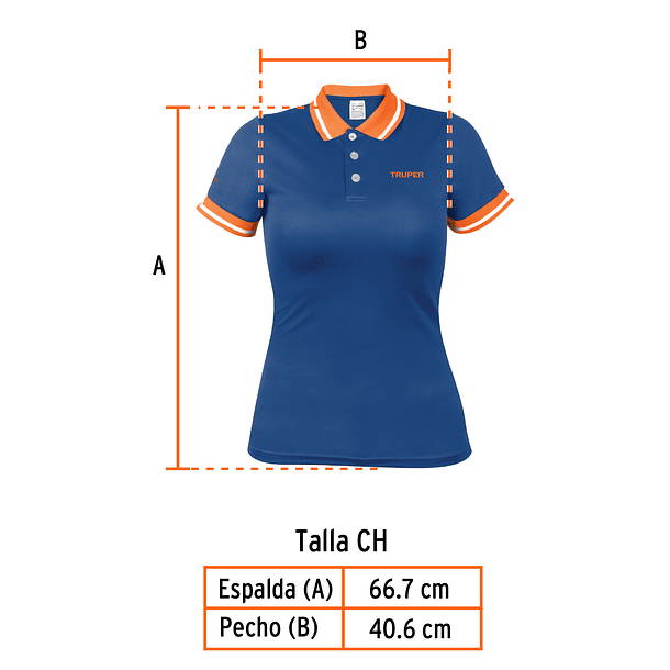 POLO POLIESTER PARA DAMA COLOR AZUL TALLA CH TRUPER 1