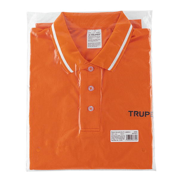 POLO POLIESTER PARA HOMBRE COLOR NARANJA TALLA M TRUPER 4