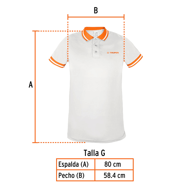 POLO POLIESTER PARA HOMBRE COLOR BLANCO TALLA M TRUPER 1