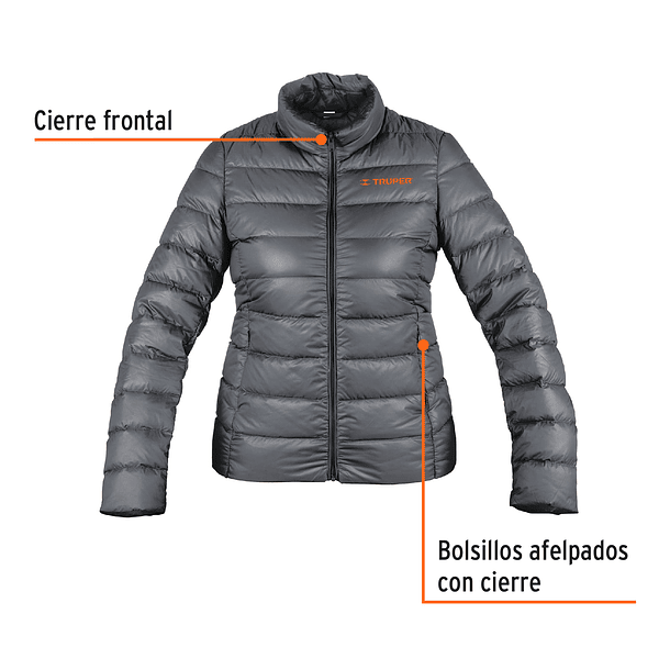 CASACA DE PLUMAS PARA DAMA GRIS TALLA G TRUPER 2