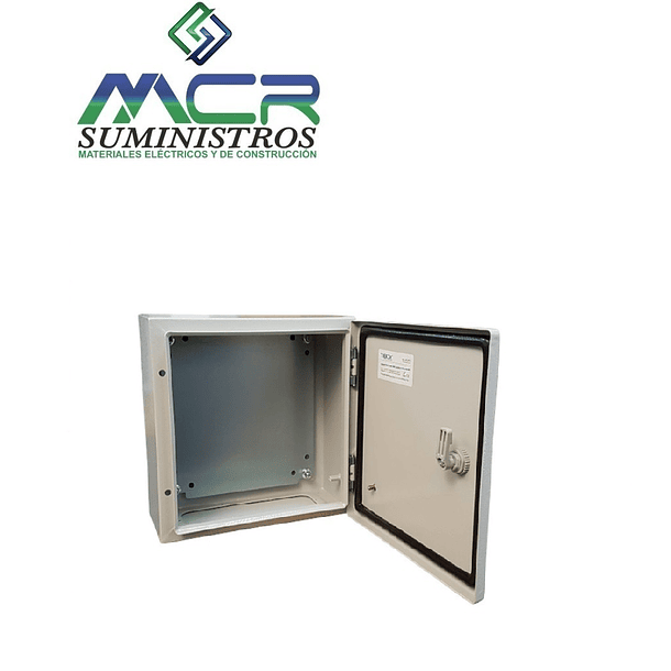 TABLERO GABINETE METALICO ADOSABLE 250X250X150 mm con placa de base IP 66 RAL 7035 