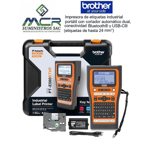Impresora de Etiquetas Industrial + Bluetooth y USB-C hasta 24mm BROTHER E560BTVP oferta 1