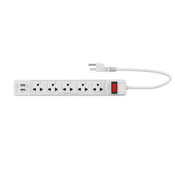 EXTENSION 5 TOMACORRIENTE 2USB CABLE 3MTS VULCANIZADO MWD02002 Schneider 1