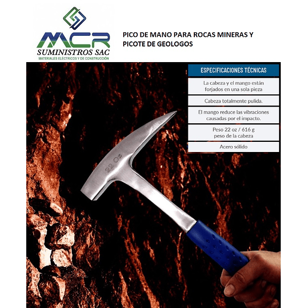 PICOTA DE GEOLOGO DE 22 ONZAS O 616 GRAMOS IMPORTADA 3