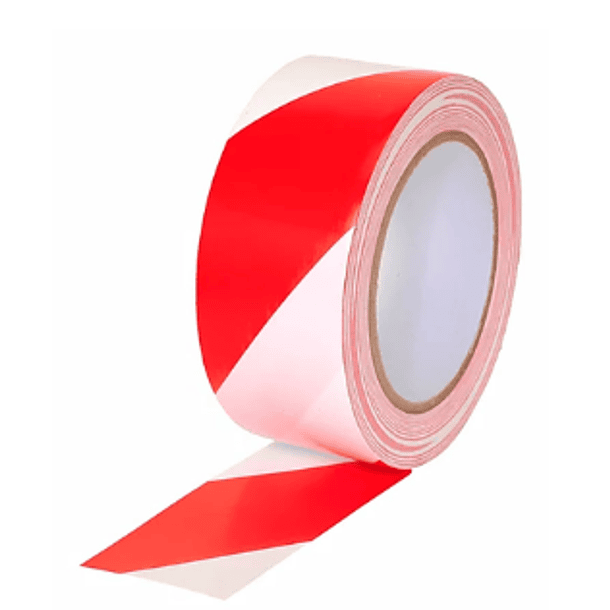 CINTA DELIMITADORA O SEÑALIZADORA INDUSTRIAL DE 5cm x33m BLANCO CON ROJO 1