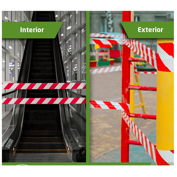 CINTA DELIMITADORA O SEÑALIZADORA INDUSTRIAL DE 5cm x33m BLANCO CON ROJO 2