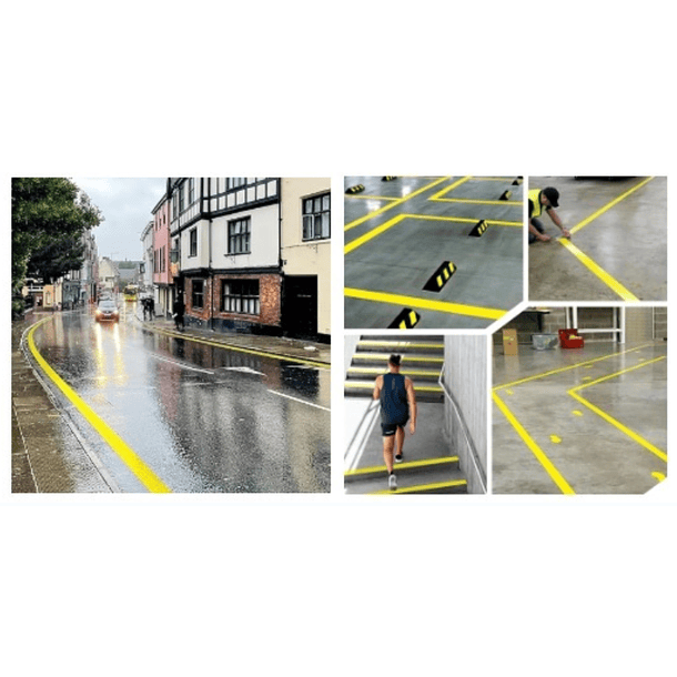 CINTA DELIMITADORA O SEÑALIZADORA INDUSTRIAL DE 5cm x33m AMARILLO 2