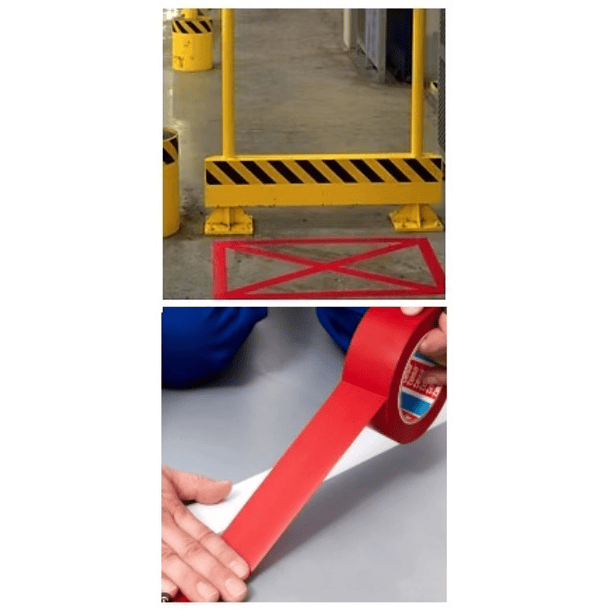 CINTA DELIMITADORA O SEÑALIZADORA INDUSTRIAL DE 5CM ANCHO X 33MTS ROJO 2