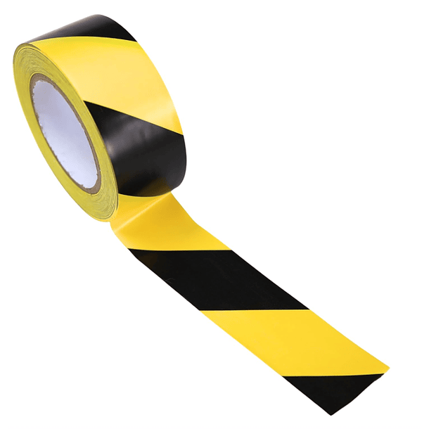 CINTA DELIMITADORA O SEÑALIZADORA INDUSTRIAL DE 5cm x33m AMARILLO CON NEGRO 1
