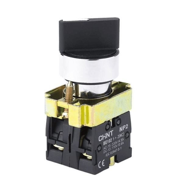 INTERRUPTOR SELECTOR MANETA CORTA O SELECTOR DE PALANCA 3 POSICIONES METALICA NEGRO 22Mm, 2Na 1