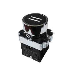 INTERRUPTOR DE BOTON O PULSADOR METALICO RASANTE NEGRO, RAYAS BLANCA Ø22Mm 1NC+ 1NA
