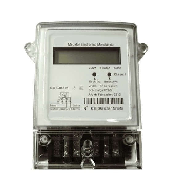 MEDIDOR DE ENERGIA MONOFASICO ELECTRONICO 2HILOS , 220V. 