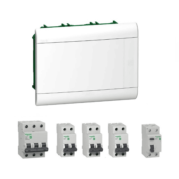 TABLERO TAPA BLANCA + JUEGO DE INTERRUPTORES DE PROTECCION PARA EL HOGAR SCHNEIDER ELECTRIC. 1