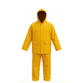 JUEGO DE CASACA Y PANTALON DE PVC COLOR AMARILLO (TALLA L)