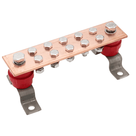 BARRA DE TIERRA DE COBRE CON AISLADOR Y SOPORTE DE 10 PUNTOS.
