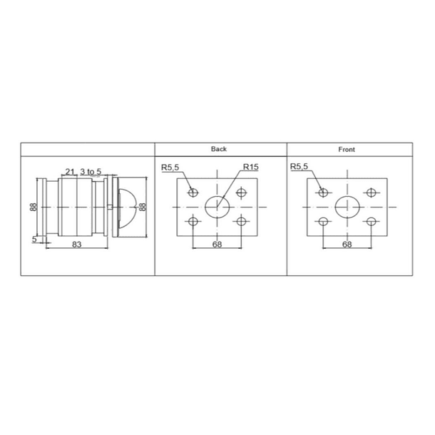 CONMUTADOR O SELECTOR 1-0-2, 2 POLOS, 40 AMP 2