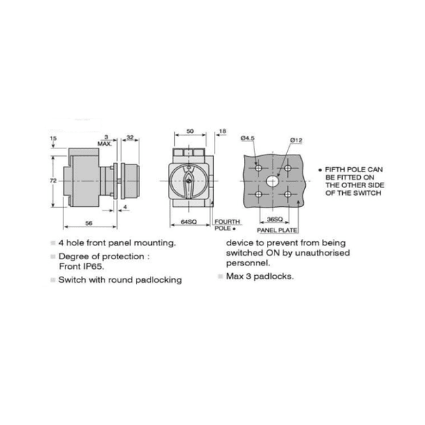 SECCIONADOR O INTERRUPTOR PARA MOTOR 3 POLOS, 40 AMP 2