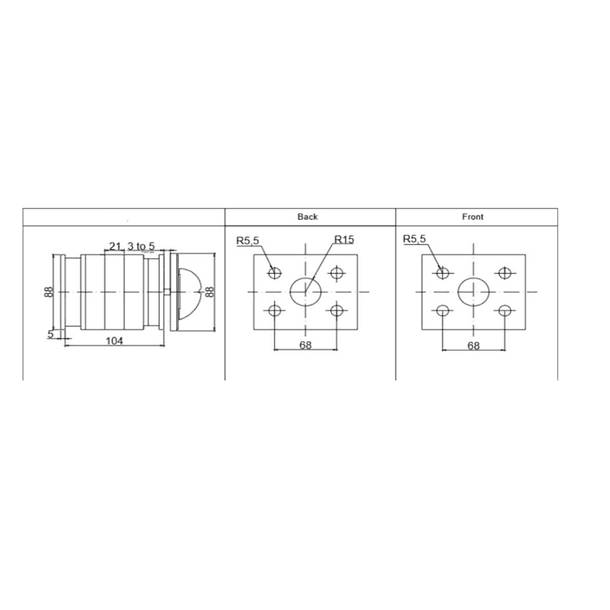 CONMUTADOR O SELECTOR 1-0-2, 3 POLOS, 40 AMP 2