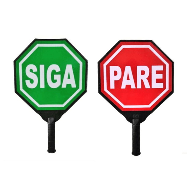 LETRERO DE SEÑAL VIAL: PARE/SIGA REVERSIBLE (MATERIAL PVC). 