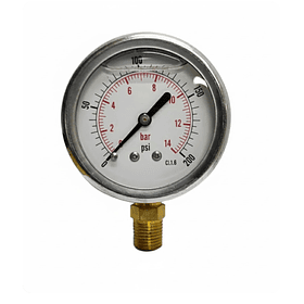 Medidor de presion 14 Bar (200 Psi) Dial 2.5