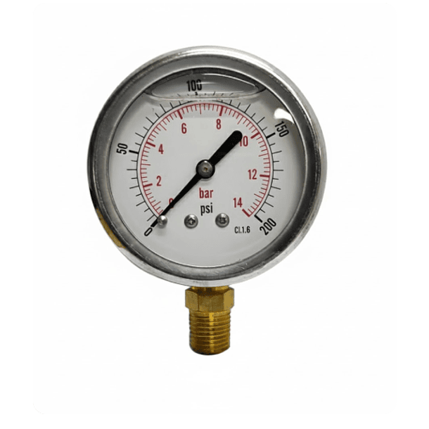 Medidor de presion 14 Bar (200 Psi) Dial 2.5