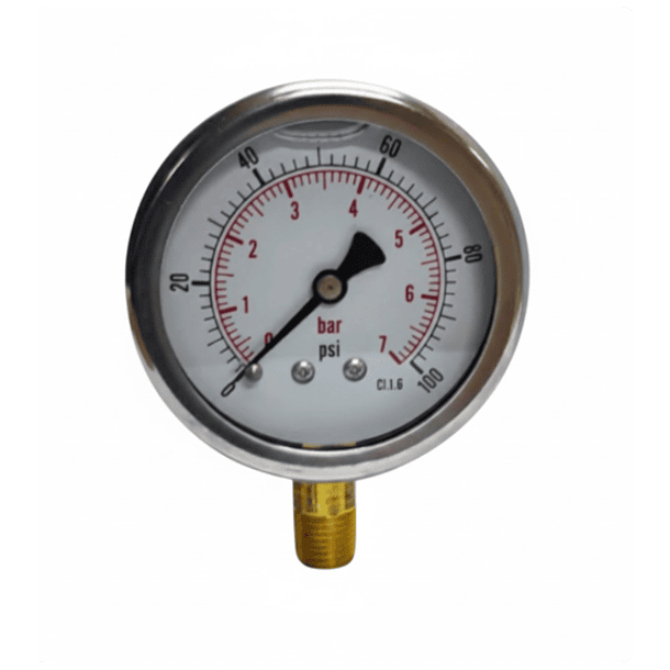 Medidor de presion o manometro 7 Bar-100 Psi Dial 2.5
