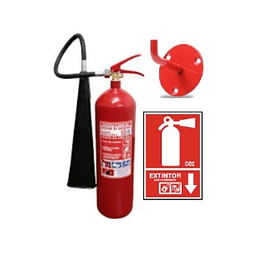 EXTINTOR CO2 DE DIOXIDO DE CARBONO DE 5 LIBRAS CON GANCHO Y SEÑALETICA- COPIAR