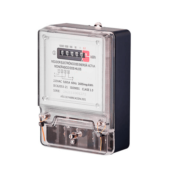 MEDIDOR DE ENERGIA ACTIVA MONOFASICO, 2 HILOS (ANALOGICO). 