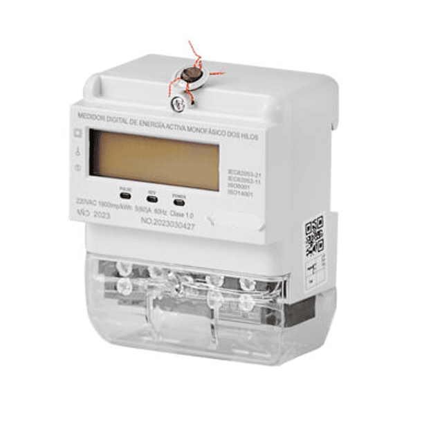 MEDIDOR DE ENERGIA ACTIVA MONOFASICO MOD. TIPO RIEL DIN. 1