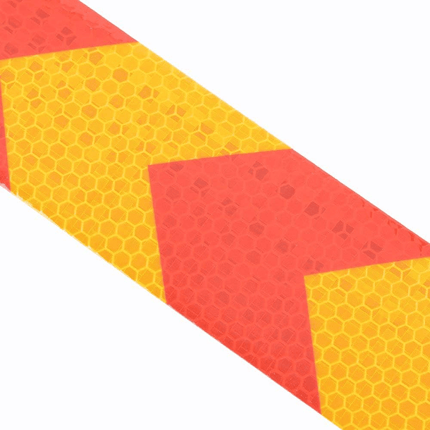 Cinta reflectiva reflejante flecha ambar y rojo 45m para autos camiones 3