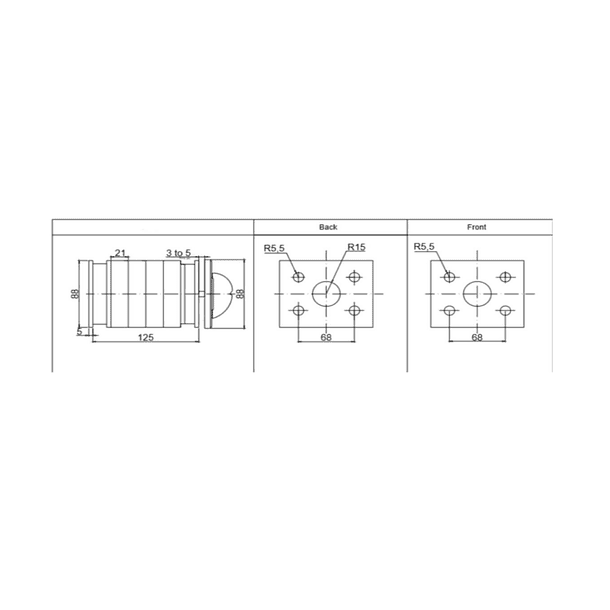 CONMUTADOR O SELECTOR 1-0-2, 4 POLOS, 63 AMP 2